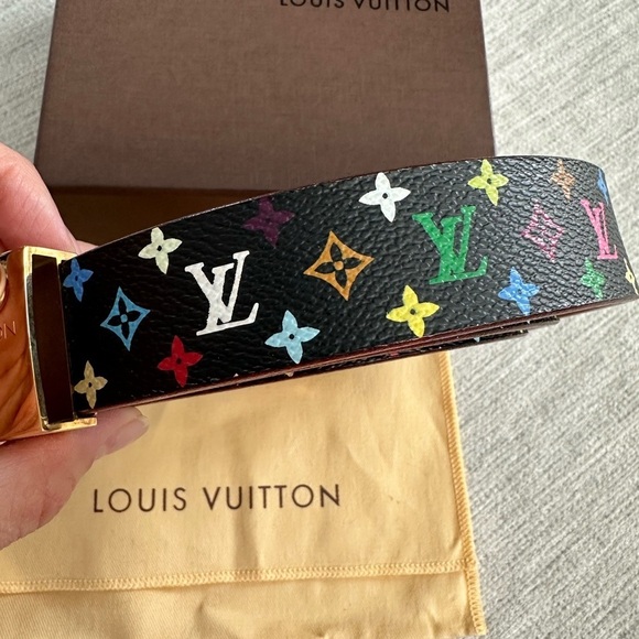 LOUIS VUITTON Multicolor Murakami Black Ceinture Care Belt 33.5""-37.4"" - Picture 3 of 10